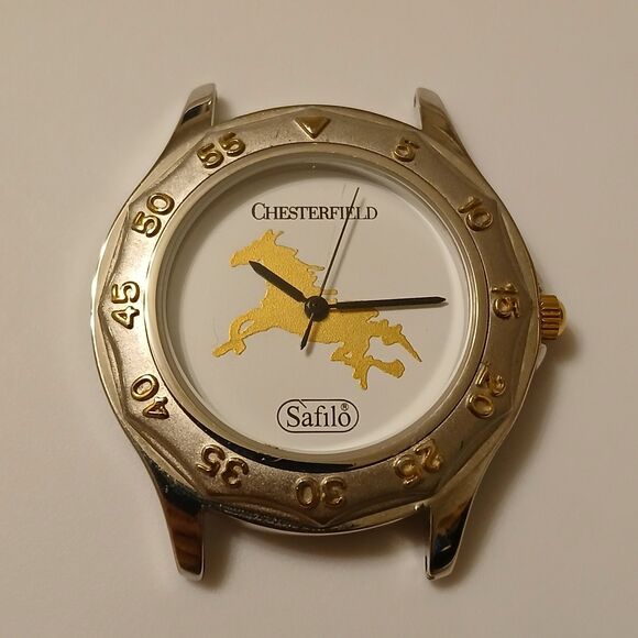 Safilo Chesterfield Women's Two-Toned Horse Dial Detail Watch Case Japan Movt - Picture 1 of 11